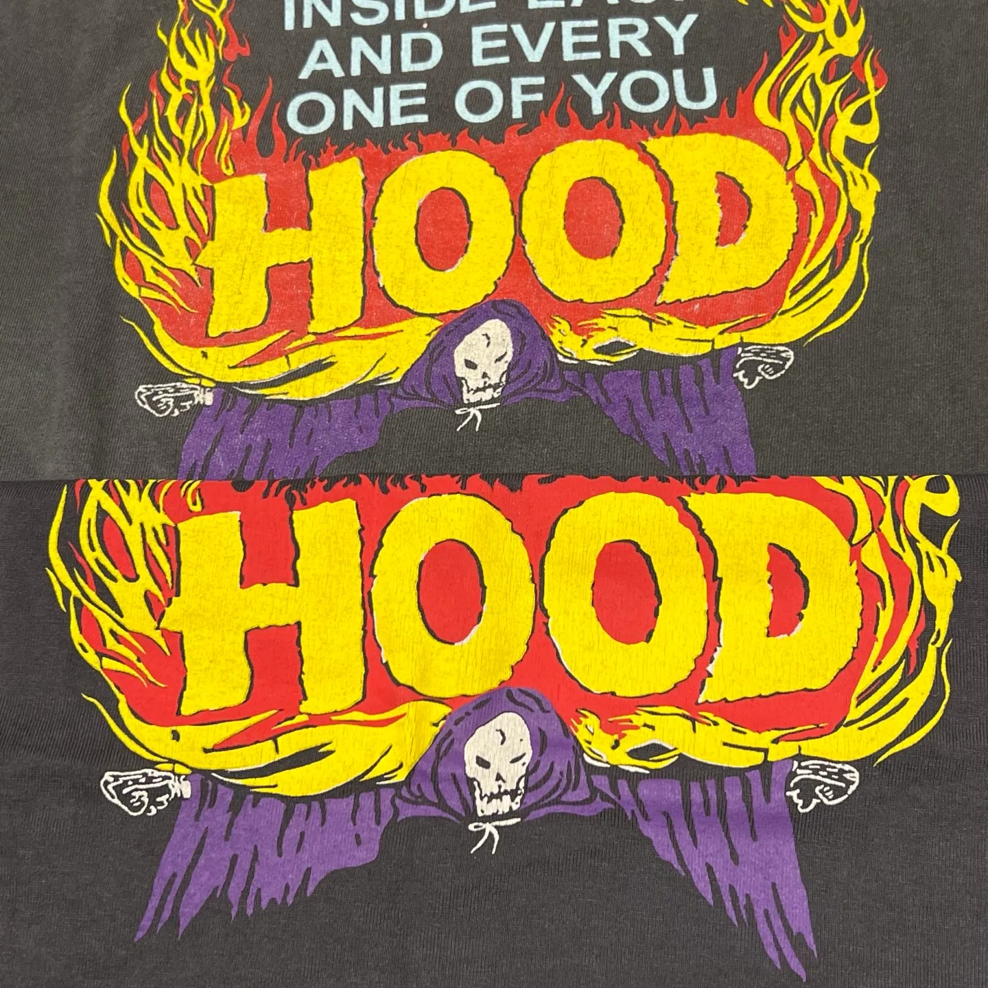 Printed pattern SAINT Mxxxxxx × NEIGHBORHOOD STHD . SS TEE HOOD/BLK NBHD Takizawa Shinsuke joint model Flame Wings HOOD distressed short sleeves washed black S-XL